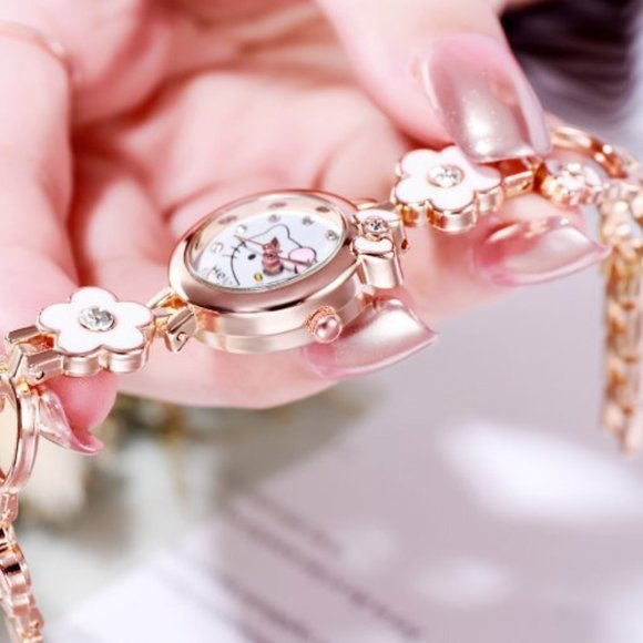 Hello Kitty Watch Quartz Pink Flower Chain Band - Picture 7 of 7